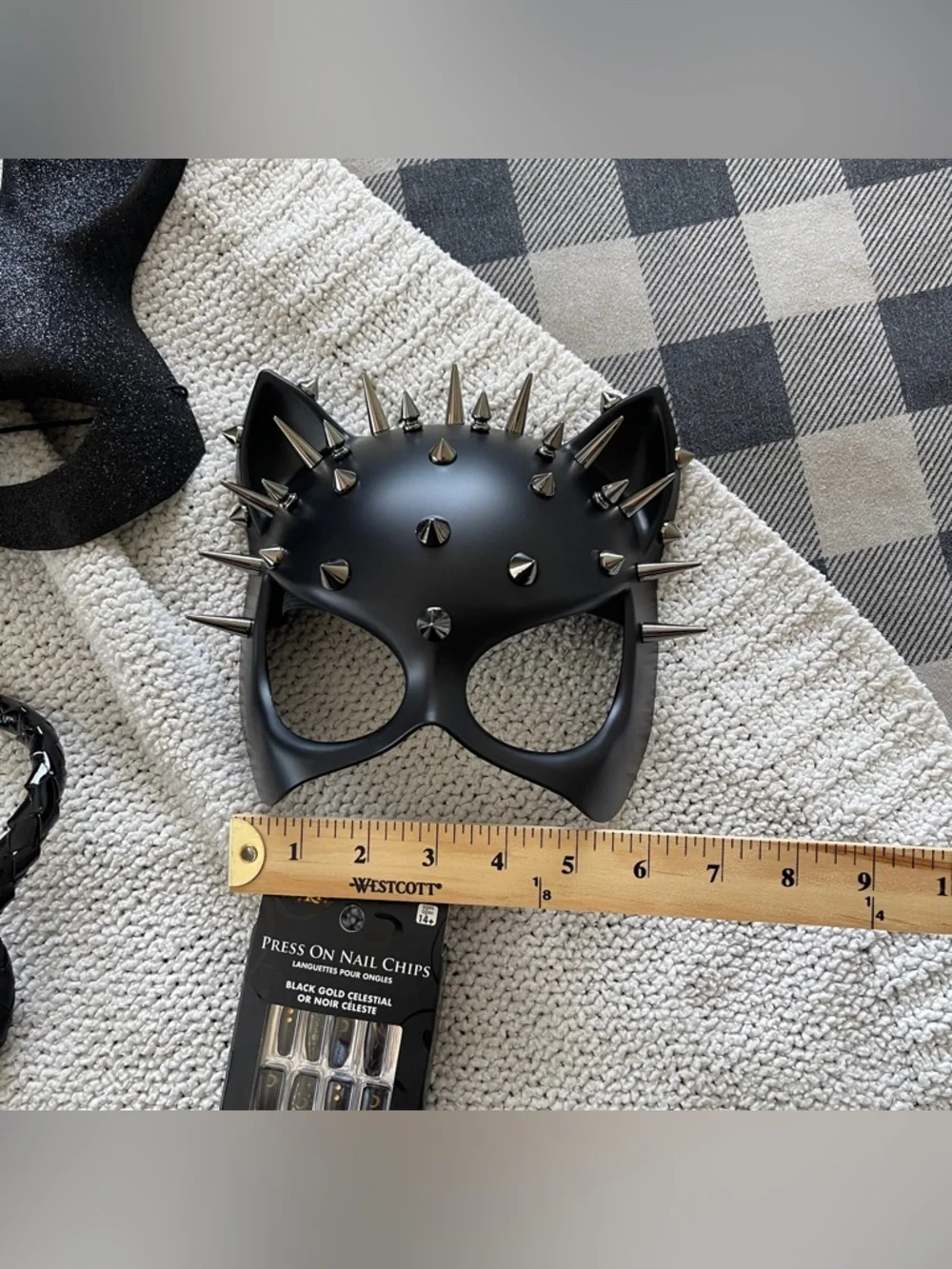Halloween Costume Bundle Black Masks Whip Bunny Ears Cat Mask Gothic Set OS